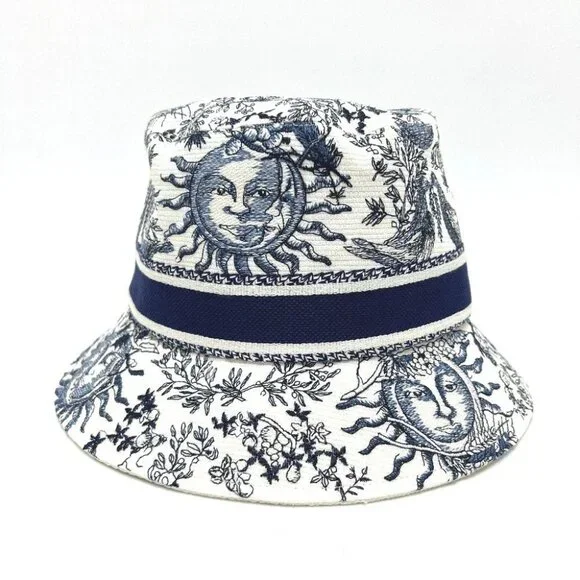 Dior 42TFS923X131 D-BOBBY Embroidered logo jacquard Hat Canvas White/Navy - Picture 3 of 12